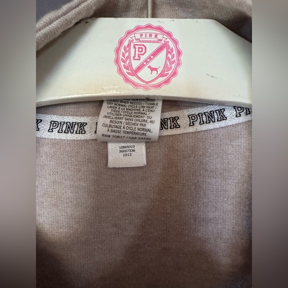 VS PINK VINTAGE 1/2 ZIP CREW SWEATSHIRT BEIGE DOG PUP HEART LOGO HTF RARE LARGE - Picture 6 of 7